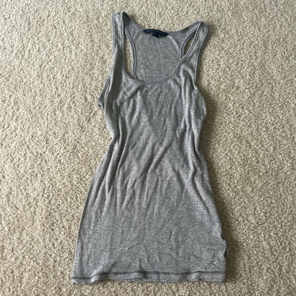American Eagle Outfitters Gray Fitted Tank Top